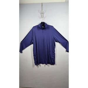 Lands End Women's Plus Size Top 2X Swim Rash Guard 1/4‎ Zip 50 SPF Cover Up Swim